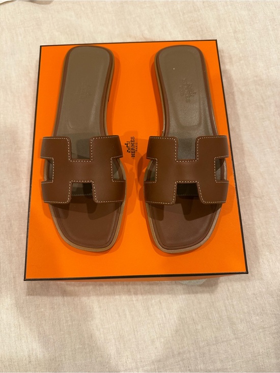 Hermes Shoes - Hermes Brown Oran Slide Sandals - Women's